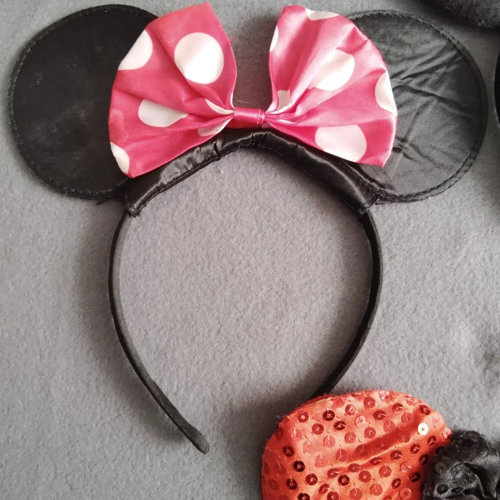 LOT OF DISNEY MINNIE MOUSE EARS & HAIR BOWS DISNEY PARKS ROCK THE DOTS HEADBANDS